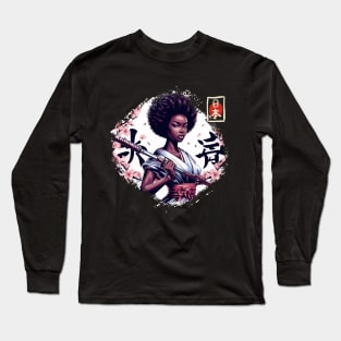 afro girl katana tree zakura Long Sleeve T-Shirt